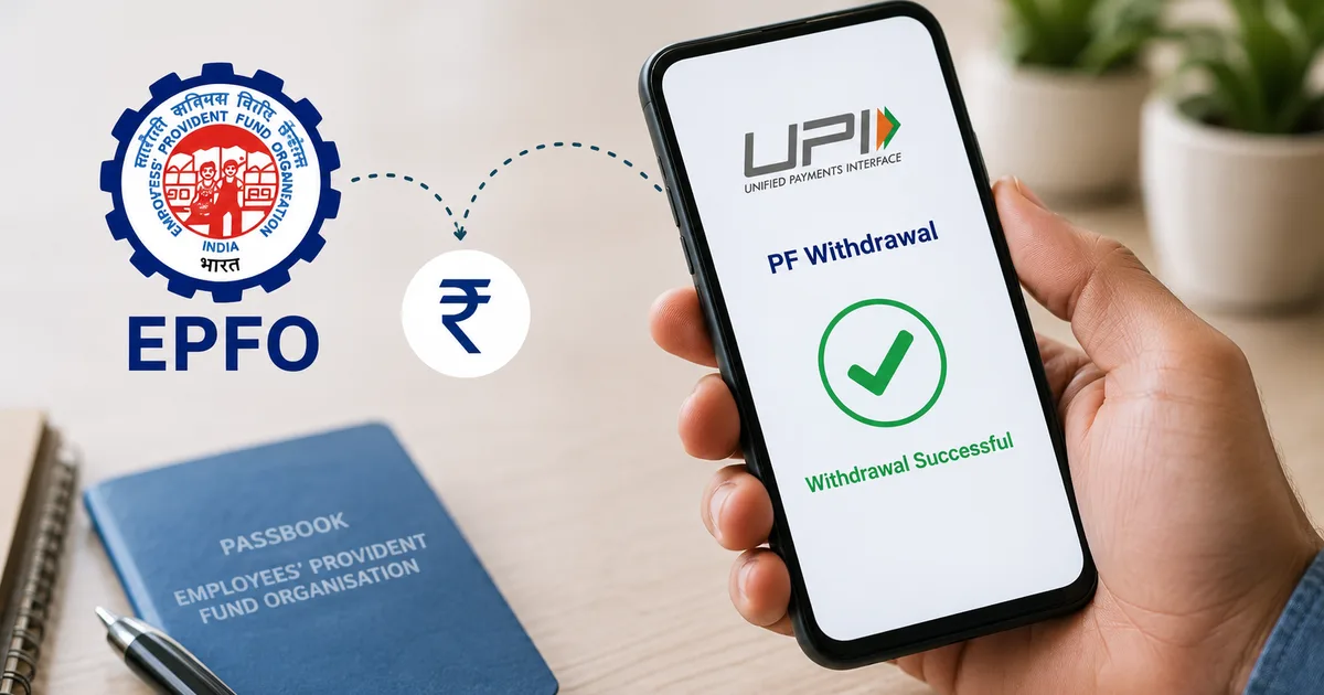 EPFO UPI withdrawal 2026 guide showing how to withdraw PF money directly via UPI without employer approval in India
