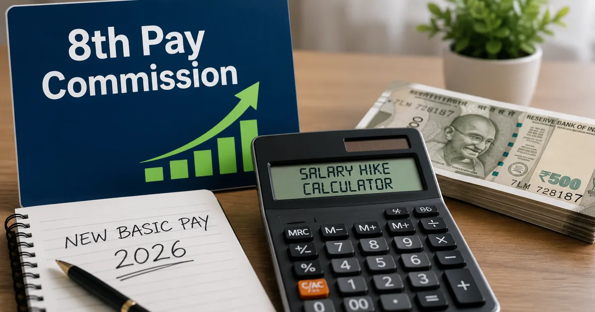 8th Pay Commission salary hike calculator showing fitment factor formula for central government employees in India 2026