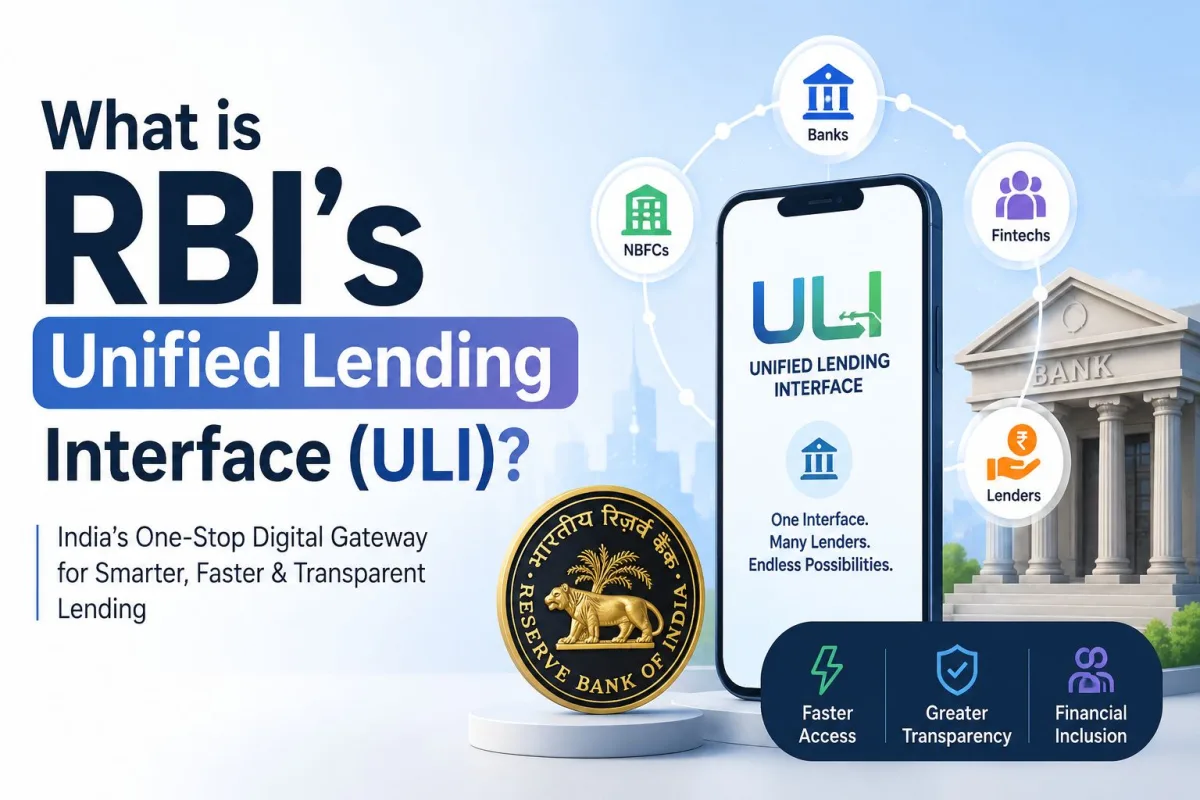 A person using a smartphone to approve a digital loan application using RBI's Unified Lending Interface