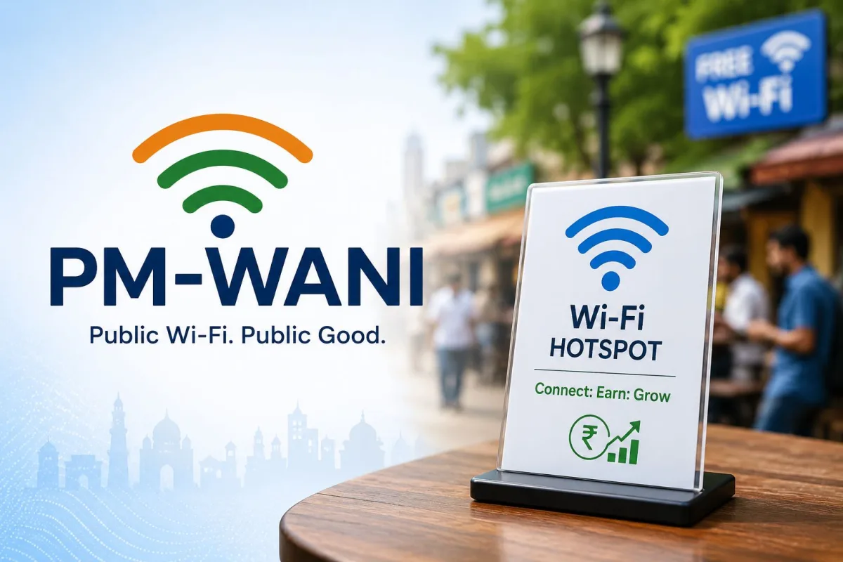 PM-WANI public Wi-Fi hotspot setup guide India 2026 showing PDO registration and earning process
