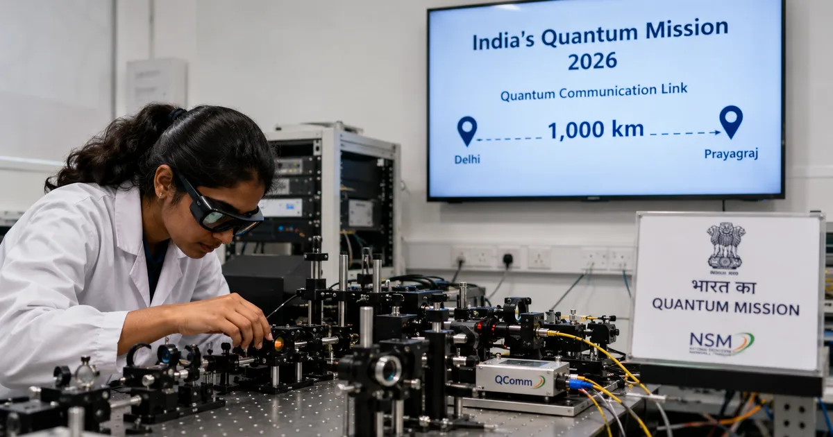 India National Quantum Mission 2026 secure quantum communication network 1000 km milestone diagram