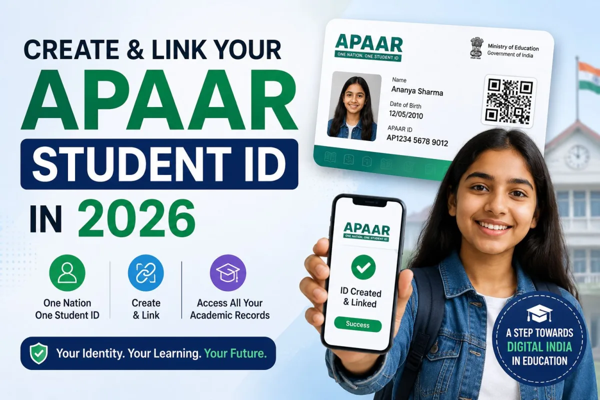 Student holding phone showing DigiLocker app to create APAAR ID for Indian exams