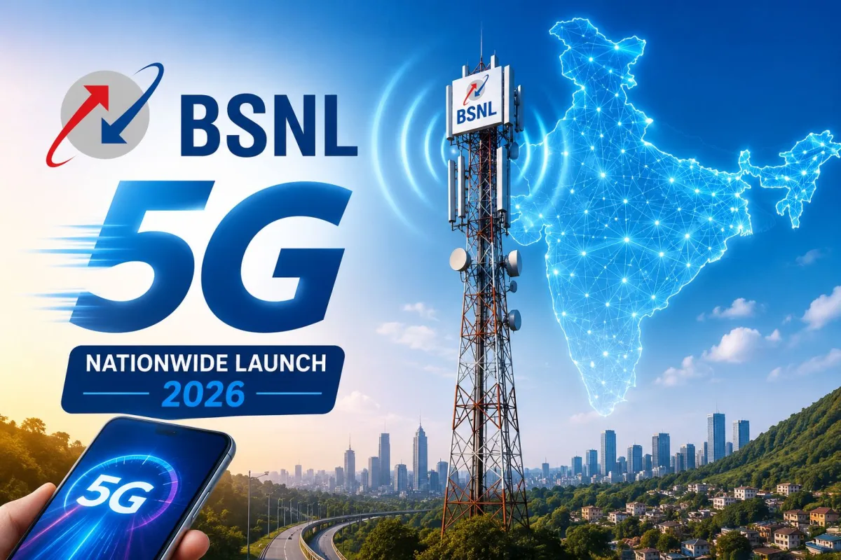 BSNL 5G nationwide commercial launch tower with Indian telecom infrastructure