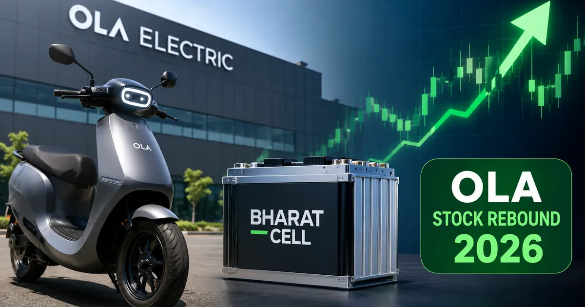 Ola Electric stock rebound 2026 representation showing electric scooter manufacturing