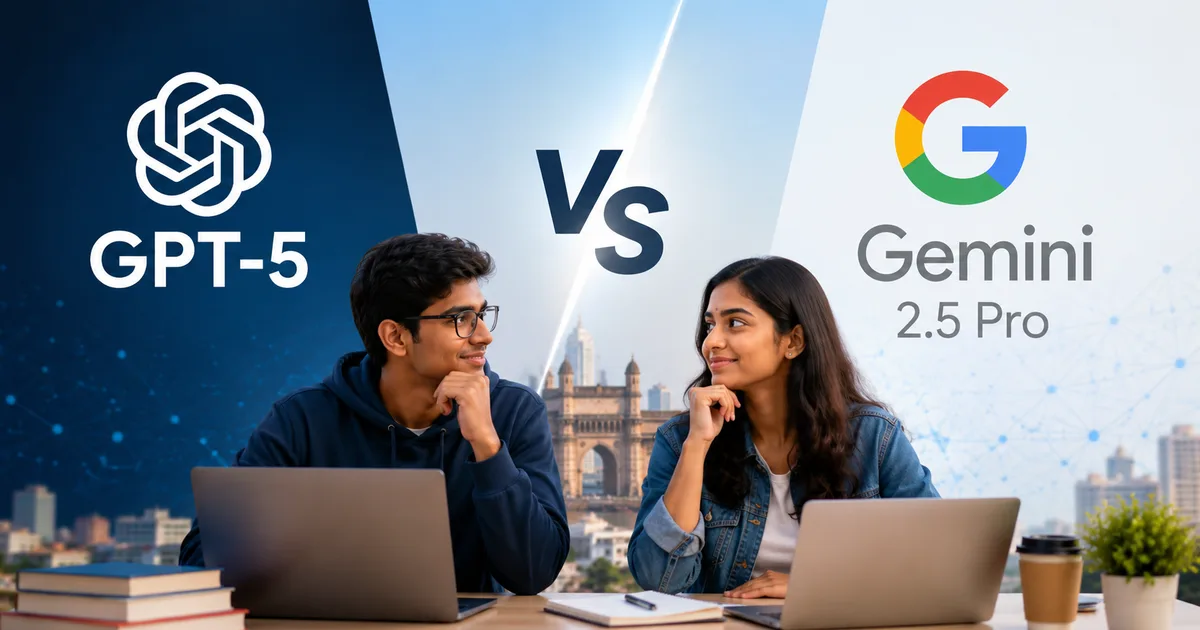 GPT-5 vs Gemini 2.5 Pro comparison for Indian students and professionals in 2026 showing which AI model is better