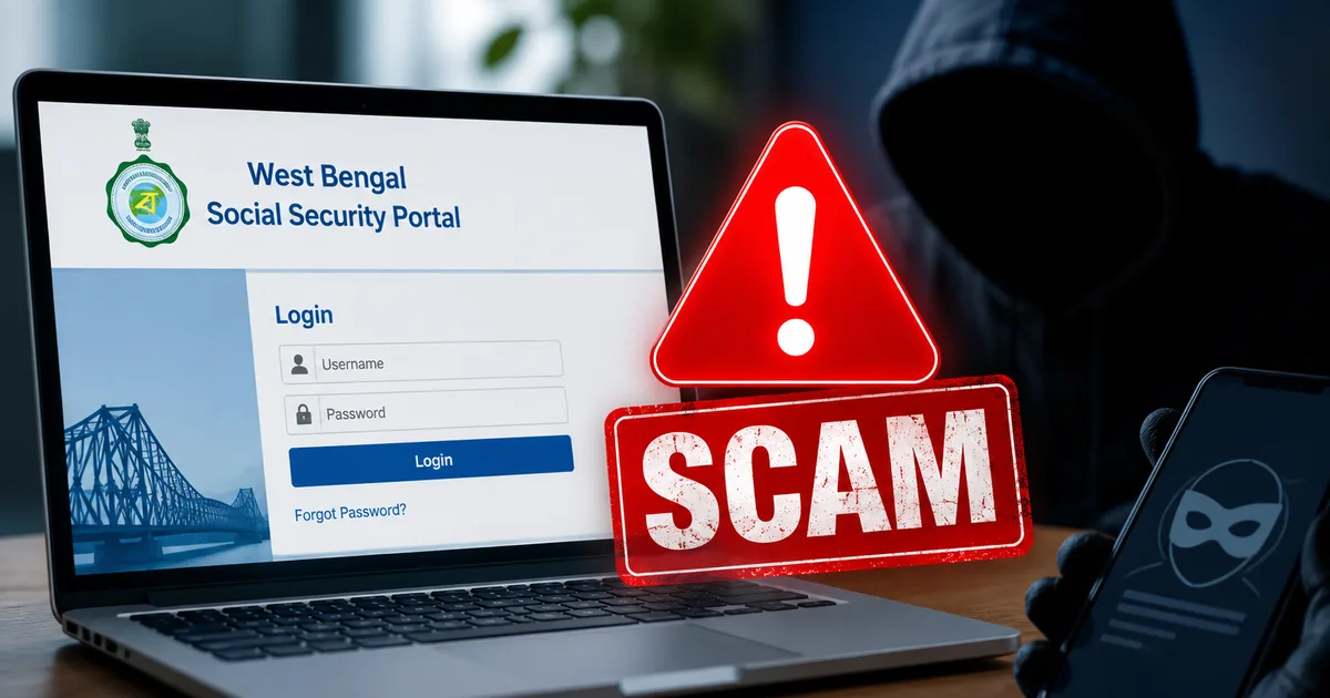 West Bengal Social Security Portal login scam warning banner