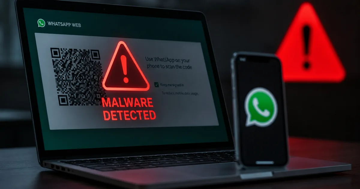 I4C Boss Scam warning showing hijacked WhatsApp Web session on computer screen