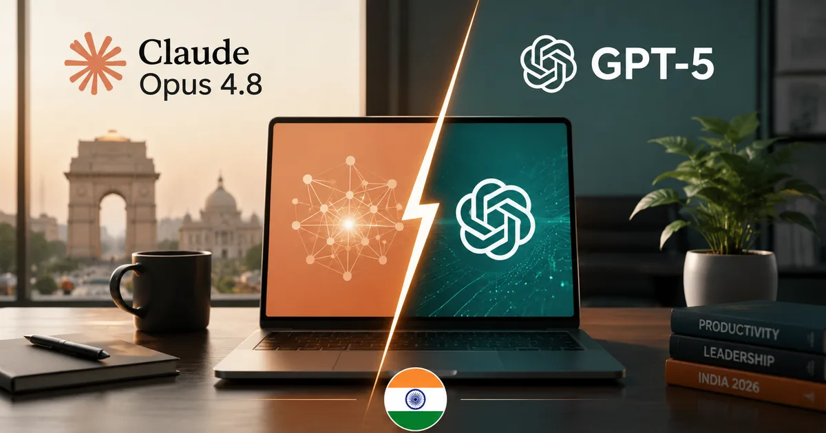Claude Opus 4.8 vs GPT-5 comparison for Indian professionals in 2026 showing features and pricing
