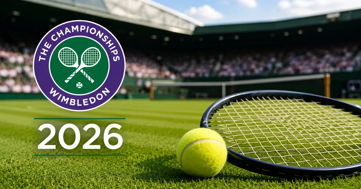 Wimbledon 2026 Live Streaming in India on a TV screen with a tennis racket