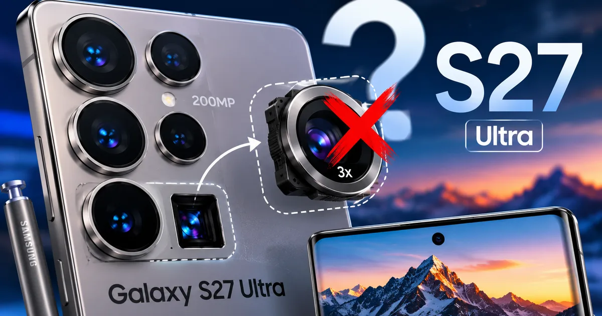 Samsung Galaxy S27 Ultra camera module leak showing horizontal camera redesign and potential removal of 3x telephoto lens