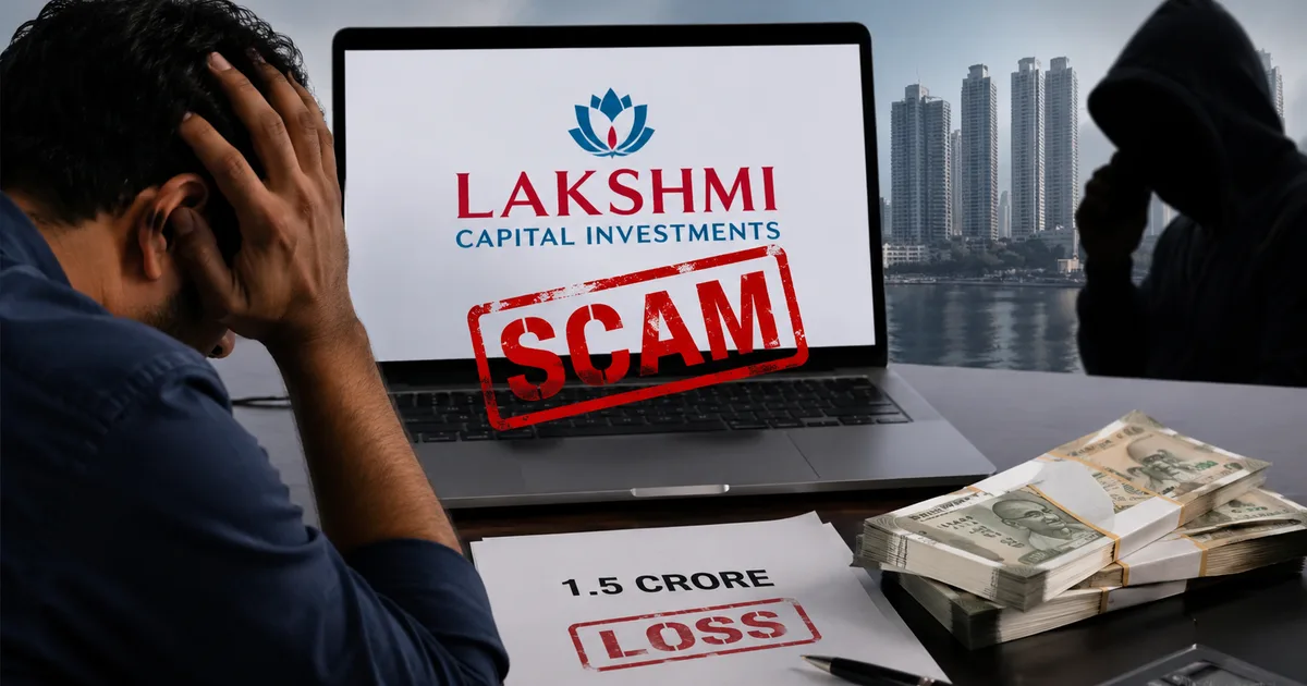 Screenshot of fake Lakshmi Capital Investments WhatsApp group showing high return trading claims