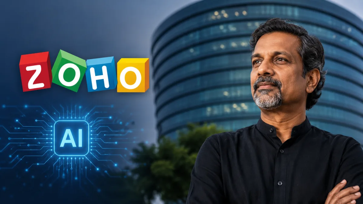 Zoho CEO Sridhar Vembu speaking about AI-first overhaul for Indian SMB software in 2026