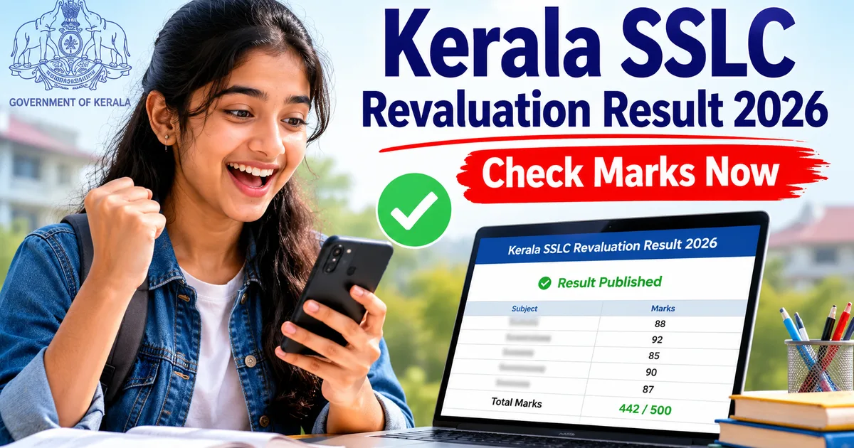 Kerala SSLC Revaluation Result 2026 portal homepage showing results login fields