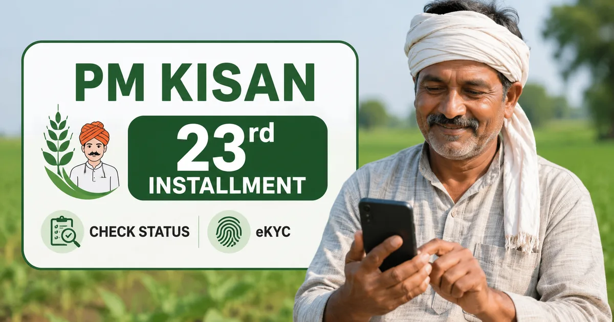 Farmers checking their PM Kisan 23rd Installment status on a mobile phone