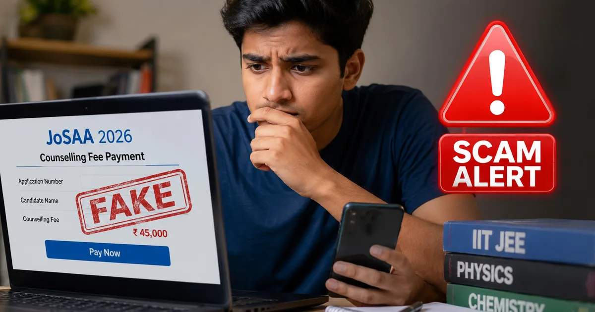 JoSAA 2026 fake counselling fee scam warning targeting IIT and NIT aspirants on WhatsApp and Telegram