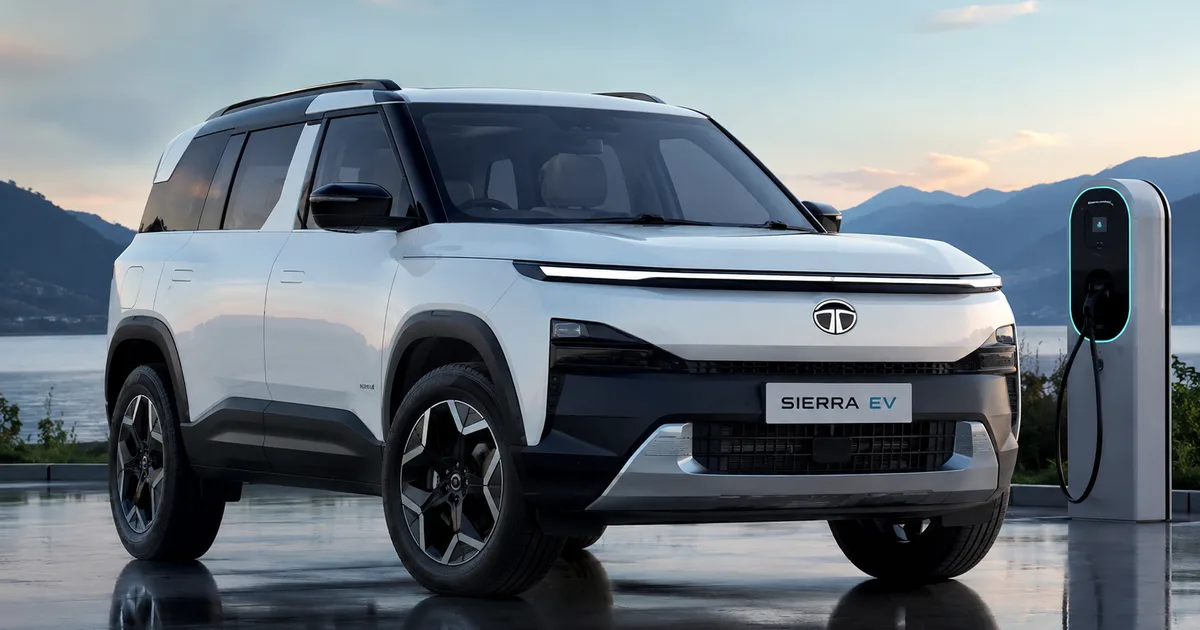 Tata Sierra EV showing alpine glass roof design