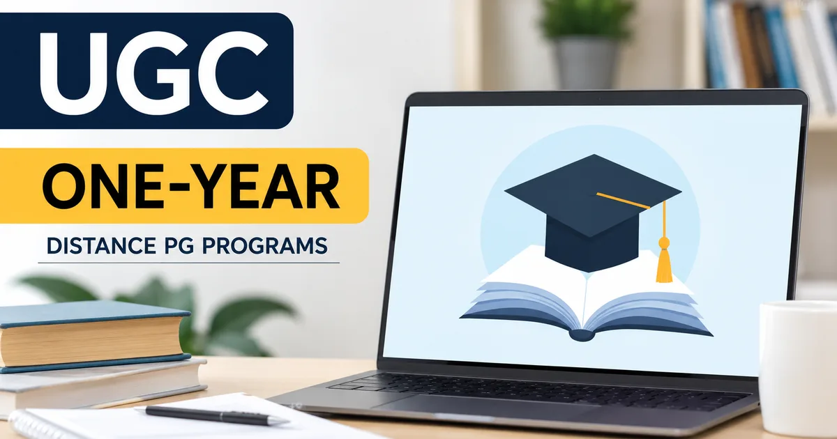 Student checking UGC One-Year Distance PG Programmes 2026 eligibility on laptop