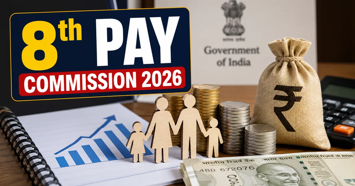 A calculator next to official documents representing the 8th Pay Commission fitment factor in 2026
