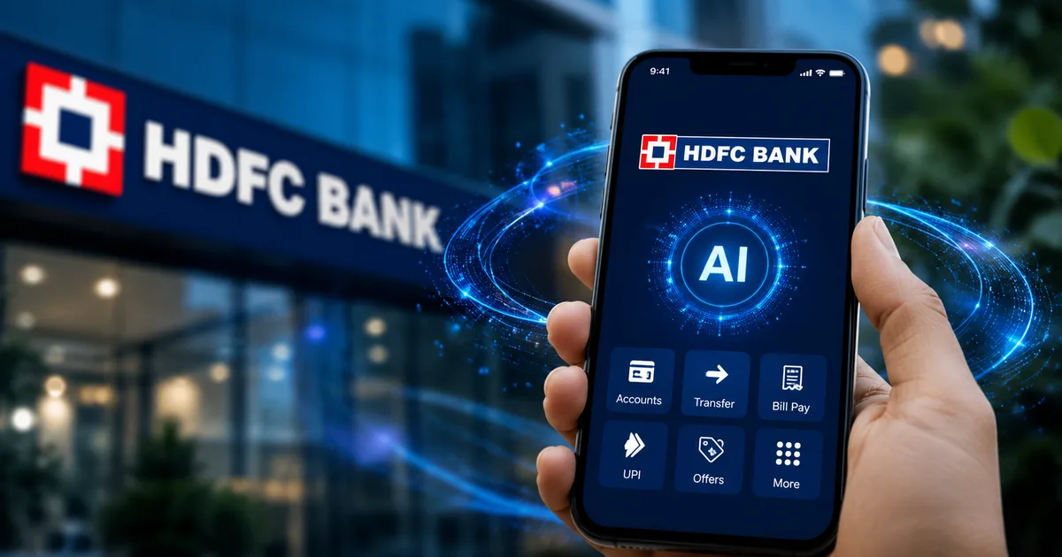HDFC Bank AI-Powered Mobile App Update 2026 on a smartphone screen