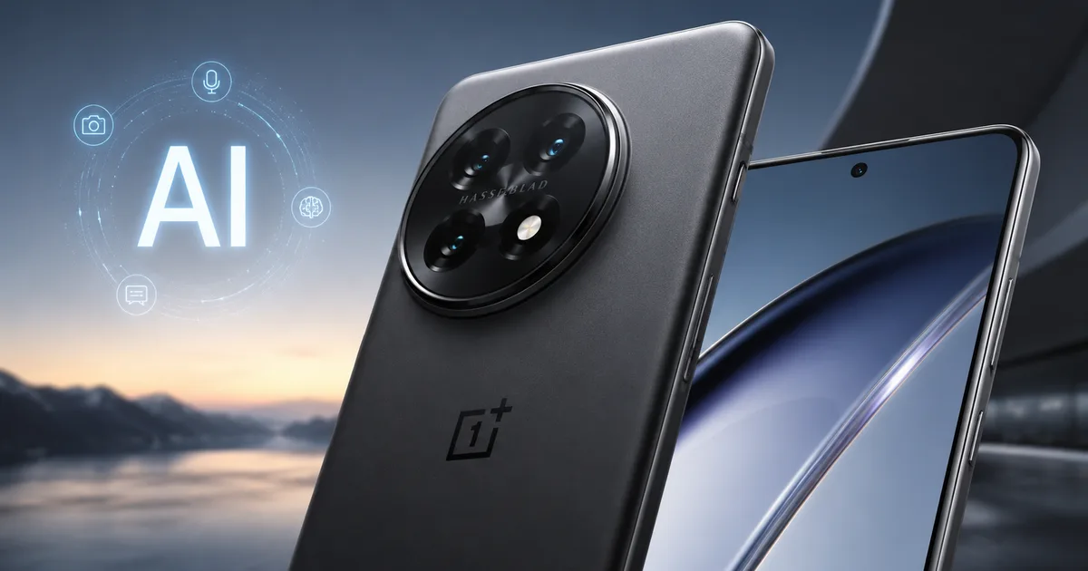 OnePlus 14 smartphone back panel and camera module against a dark background