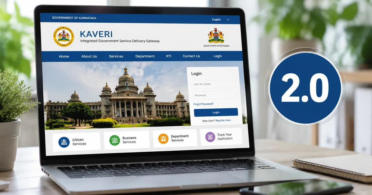 Person using Kaveri 2.0 portal on a laptop for property registration in Karnataka