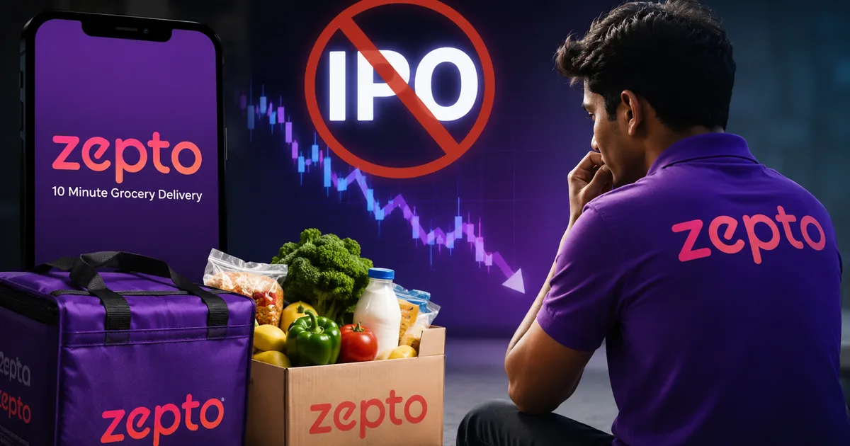 Zepto delivery rider on a scooter representing Zepto Pauses 2026 IPO Plans