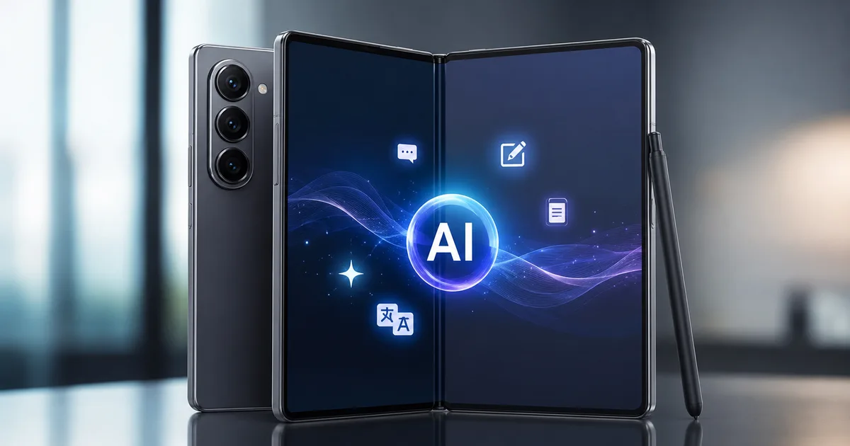 Samsung Galaxy Z Fold 8 showing Galaxy AI tools on the inner display