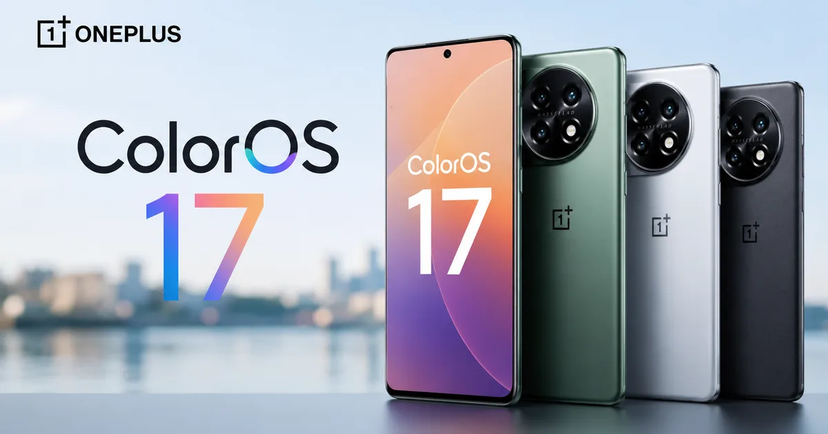 OnePlus smartphone showing ColorOS 17 update prompt in India