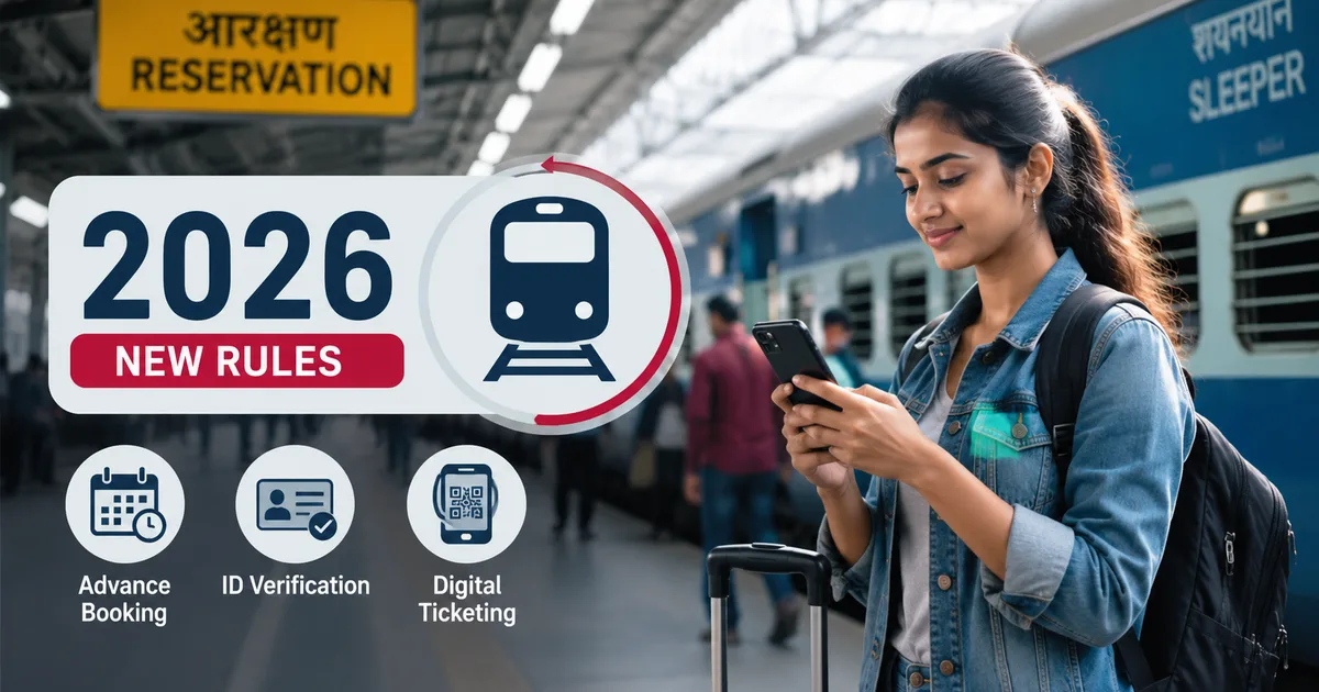 Indian Railways train at a station representing the new railway ticket reservation rules 2026
