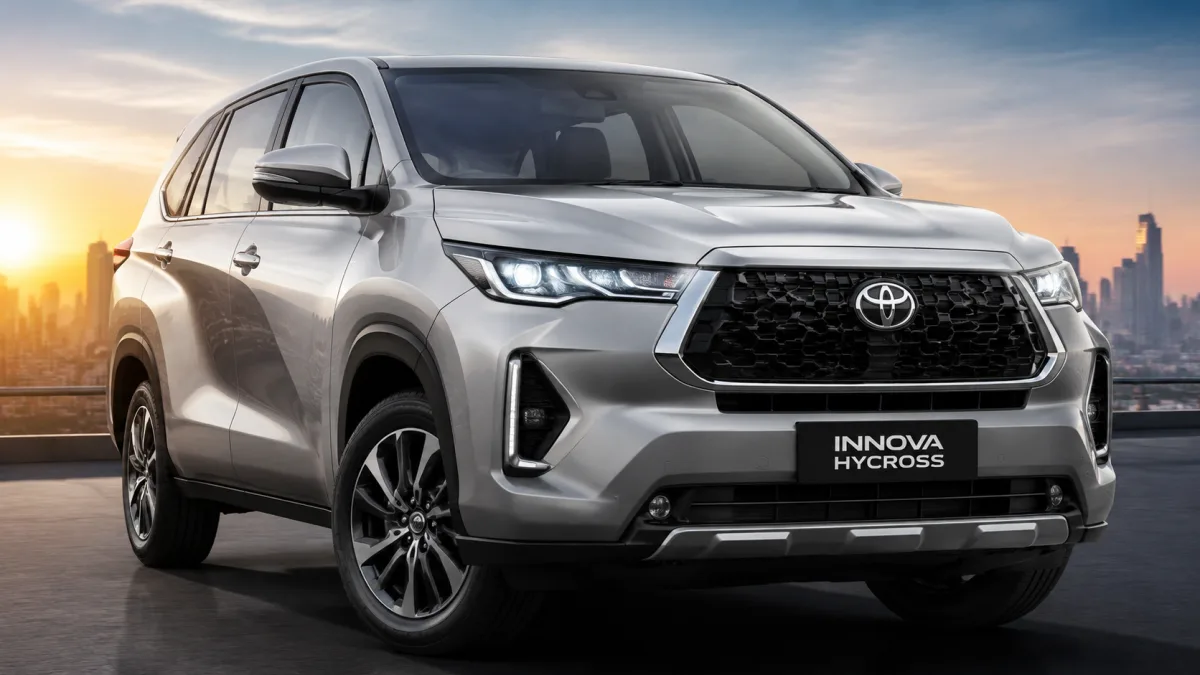 Heavily camouflaged test mule of the Toyota Innova Hycross Facelift 2026 spotted testing on Indian roads