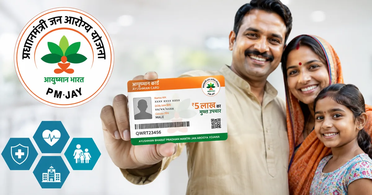 A person checking Ayushman Bharat PMJAY 2026 eligibility on a smartphone