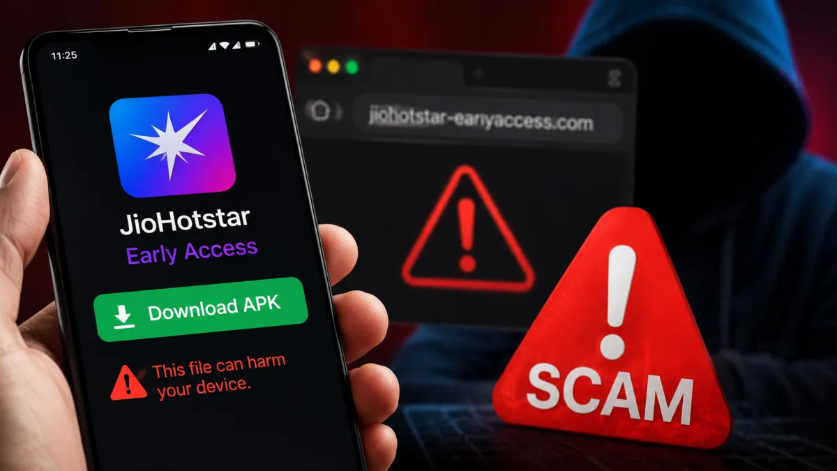 Fake JioHotstar Early Access APK Scam warning on smartphone