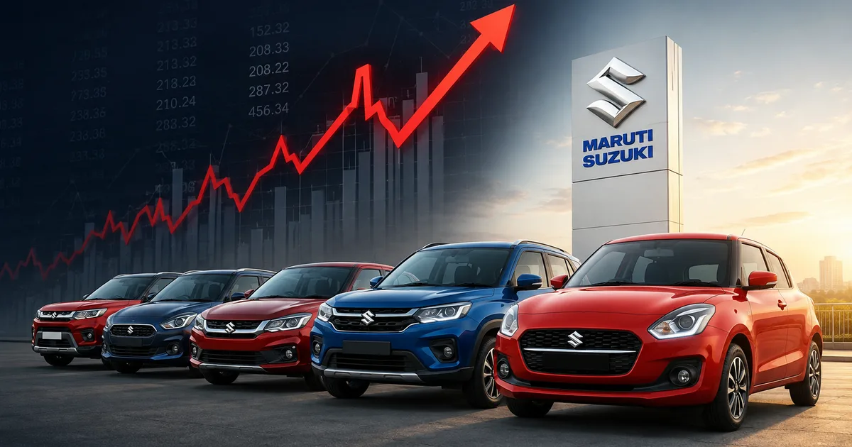 Maruti Suzuki showroom displaying cars affected by the August 2026 price hike