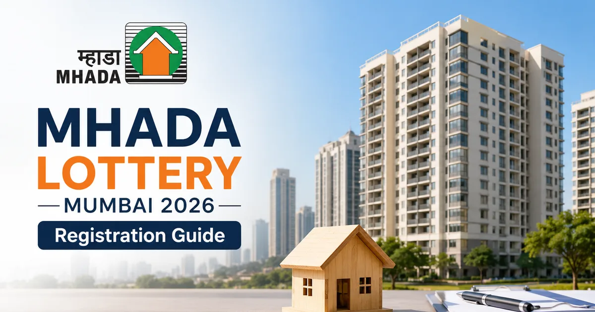 MHADA Lottery Mumbai 2026 online registration portal displayed on a laptop screen