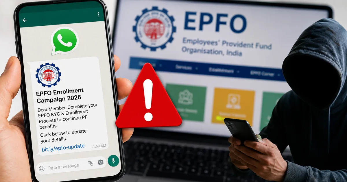 Screenshot of the fake EPFO Employees Enrolment Campaign 2026 WhatsApp scam message