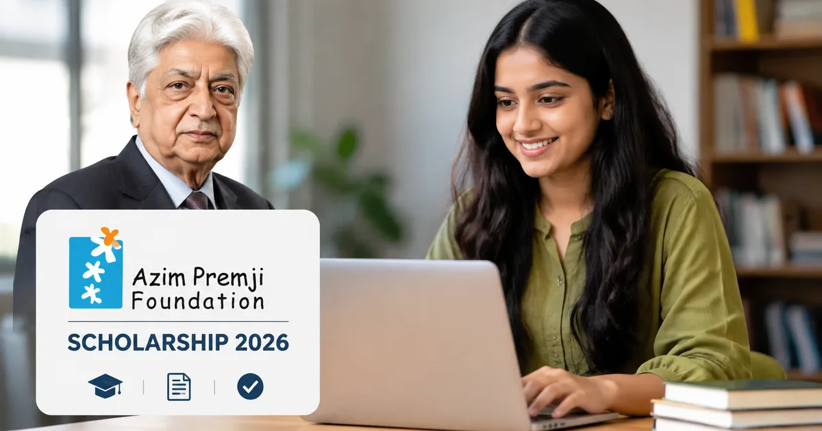 Azim Premji Scholarship 2026 application process on laptop screen