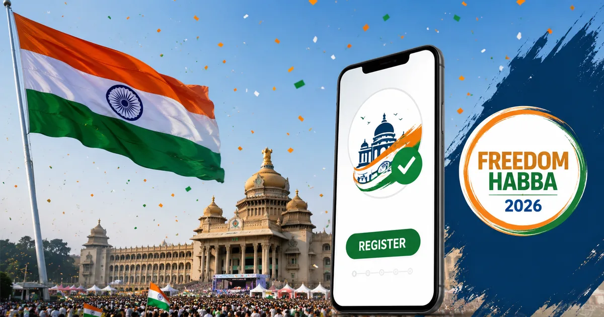 Vidhana Soudha in Bengaluru illuminated for Freedom Habba 2026