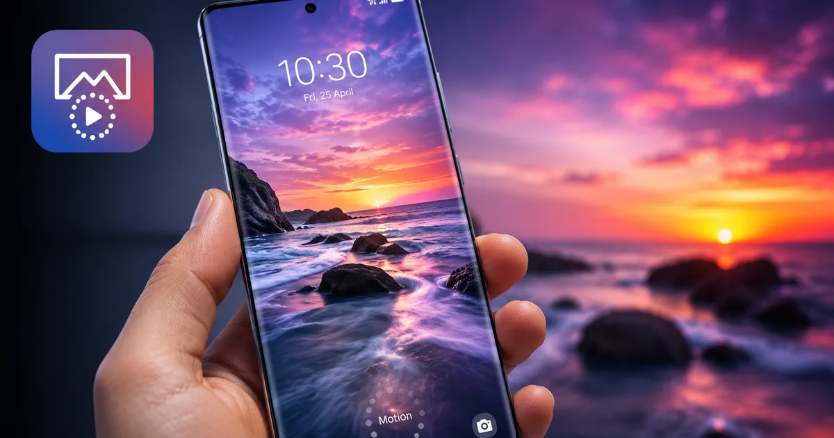 Samsung Galaxy phone showing motion photo animated wallpaper on One UI 9