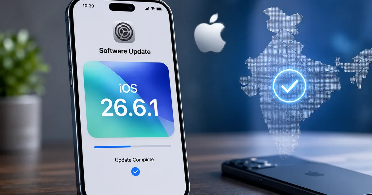 Apple iOS 26.6.1 update screen on an iPhone showing install prompt