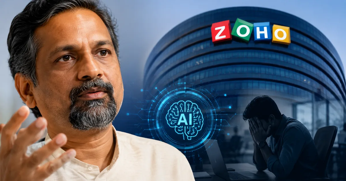 Zoho CEO Sridhar Vembu discussing AI's impact on the Indian tech job market in 2026