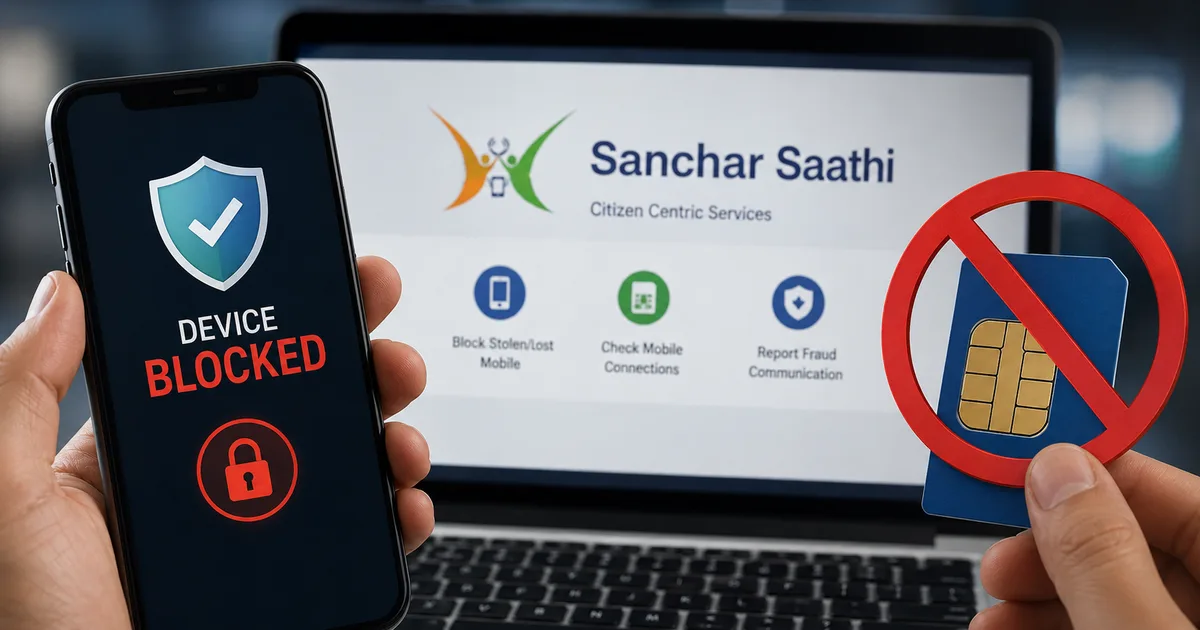 Sanchar Saathi Portal 2026 homepage showing CEIR and TAFCOP sections