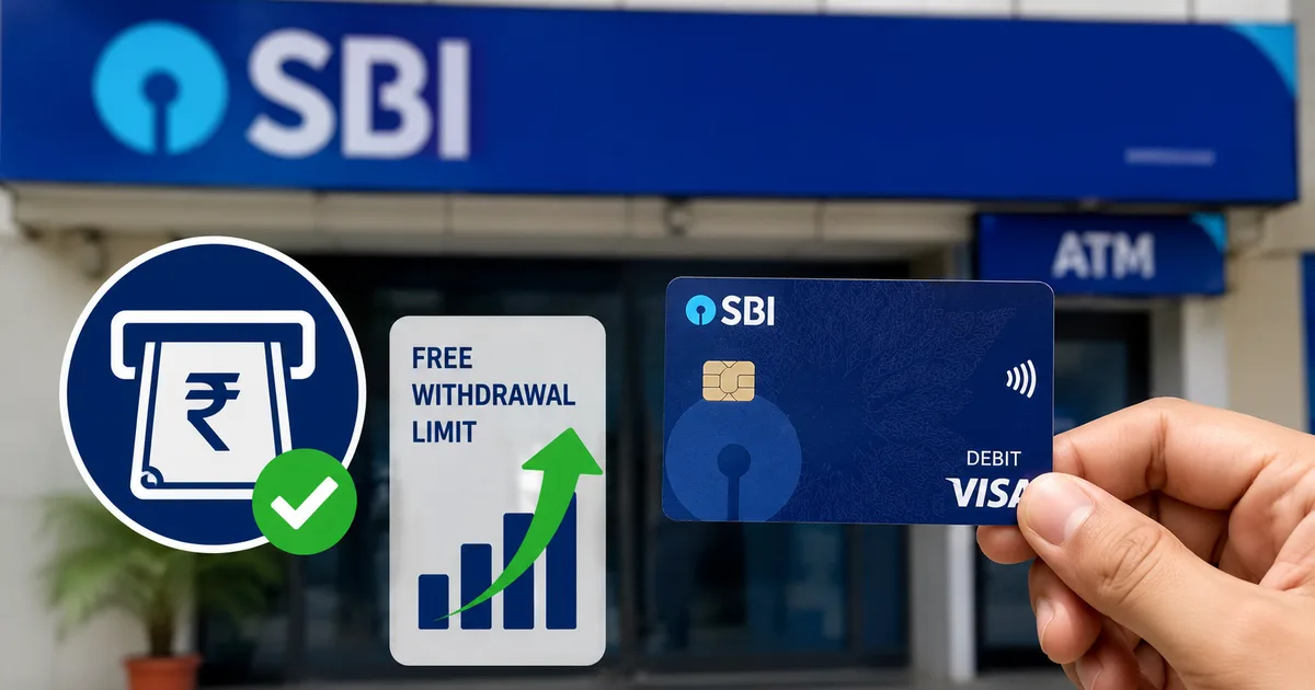 SBI ATM machine displaying free withdrawal limit changes 2026