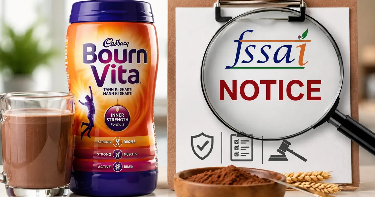 Bournvita FSSAI notice 2026 health drinks in Indian supermarket