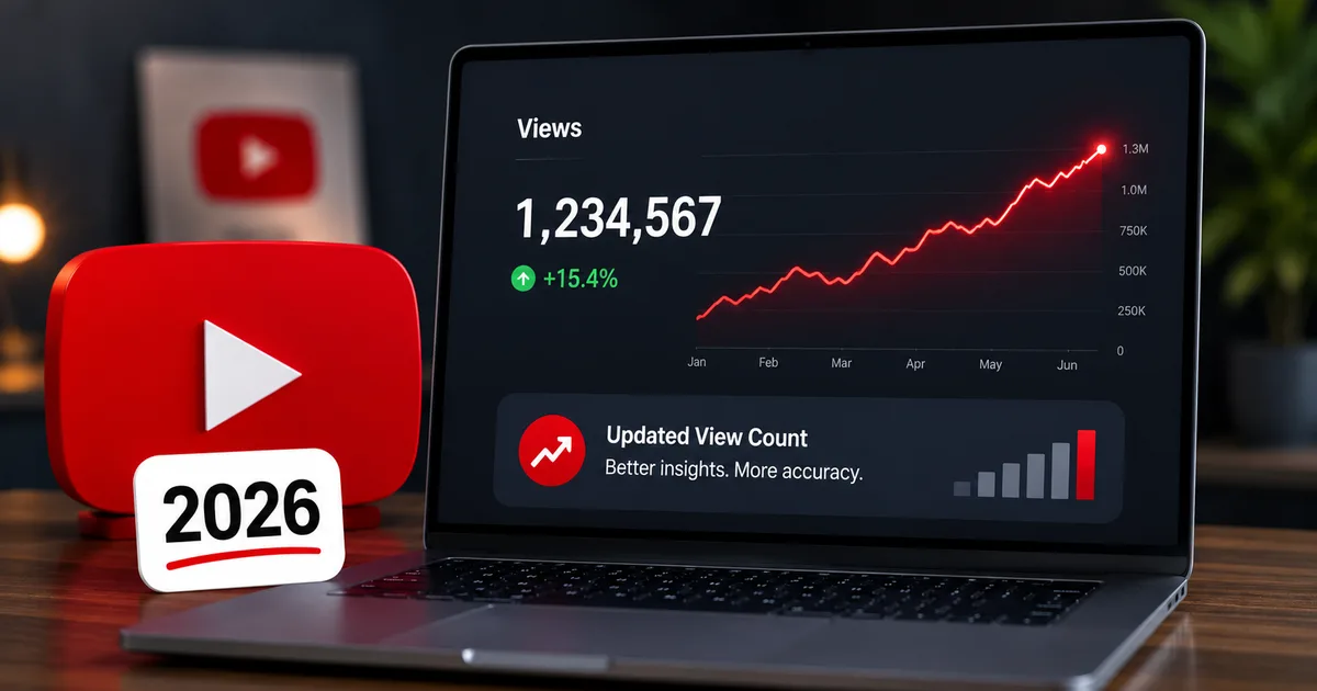 YouTube view count update 2026 displayed on a smartphone screen in India