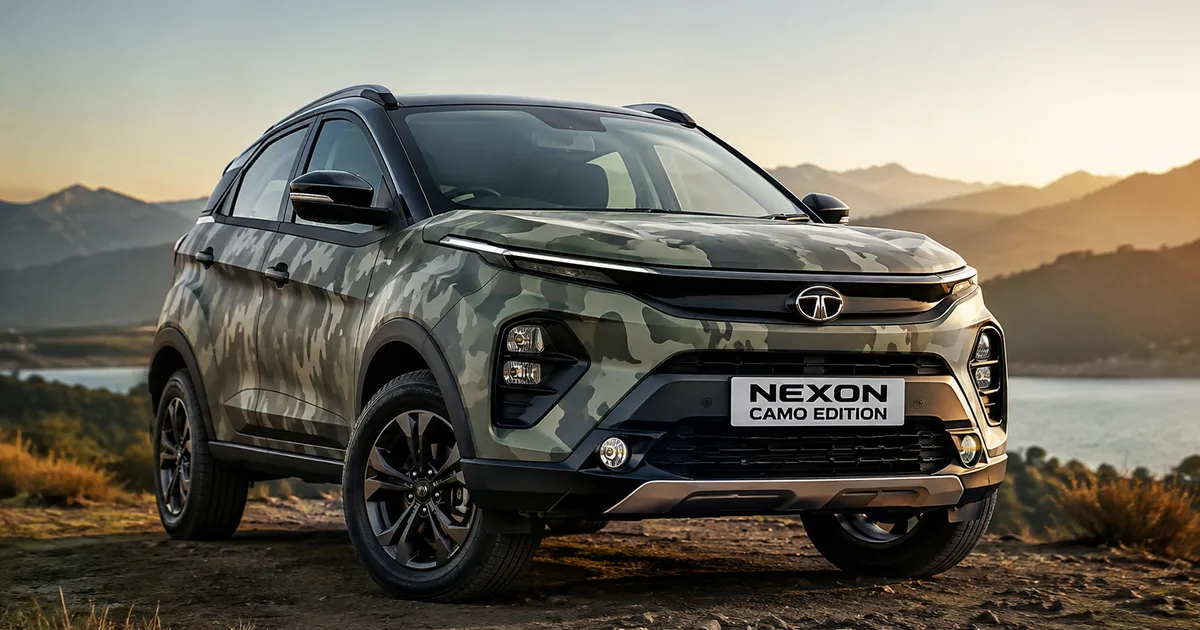 Tata Nexon Camo Edition 2026 driving on an Indian highway