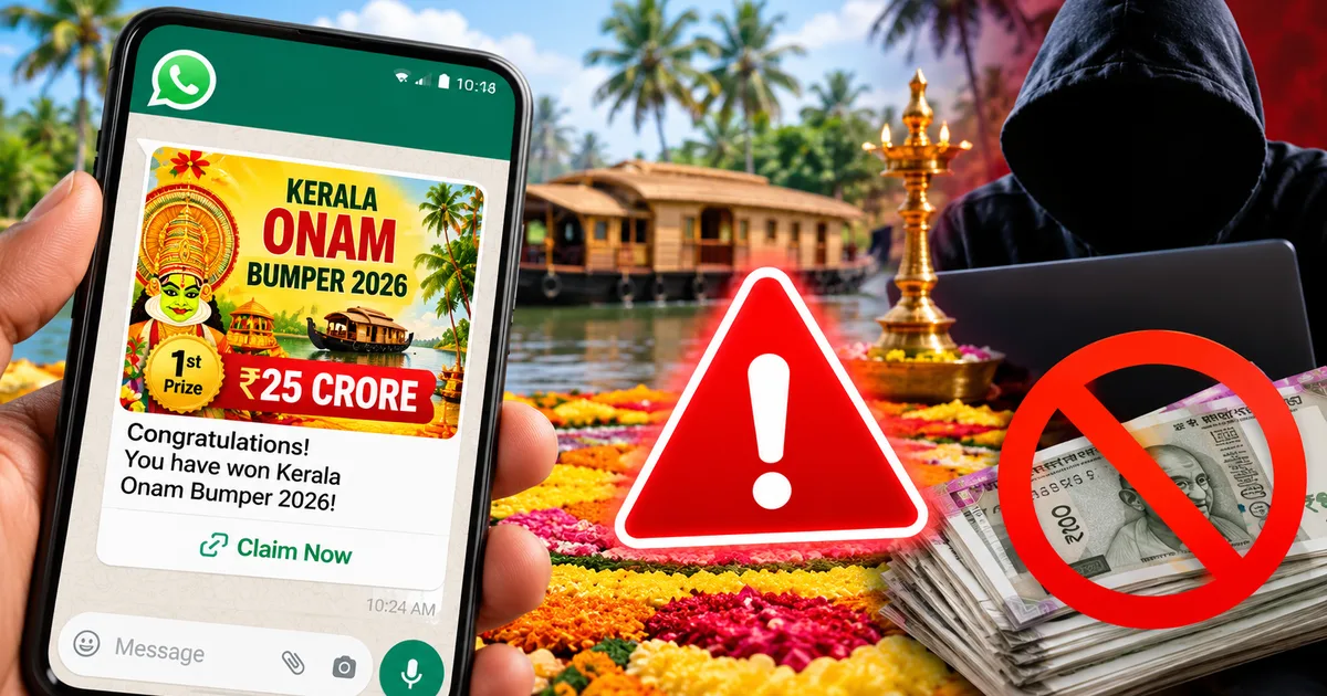 Fake Kerala Onam Bumper 2026 lottery prize notification scam on WhatsApp