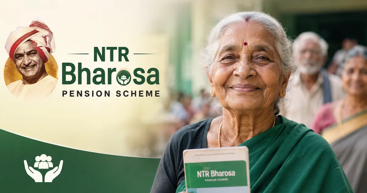A rural Indian person checking their phone for the NTR Bharosa Pension Scheme 2026 update