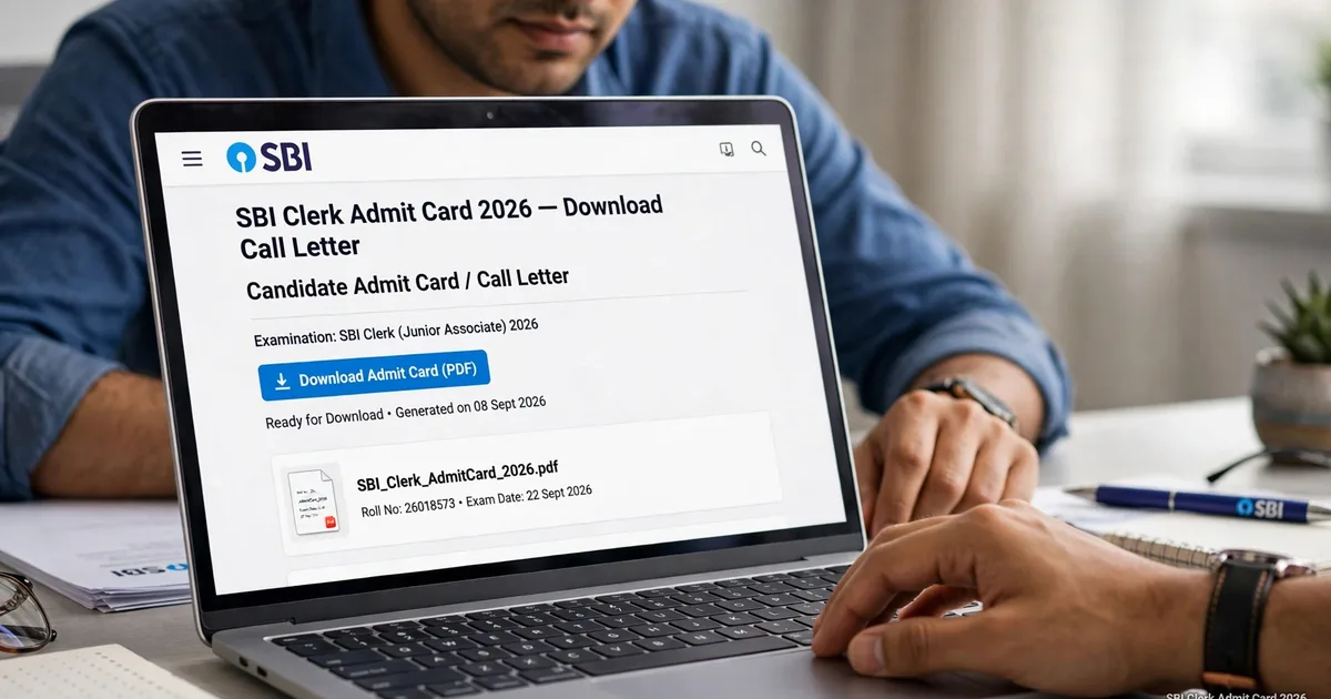 Student downloading SBI Clerk Admit Card 2026 online from sbi.bank.in