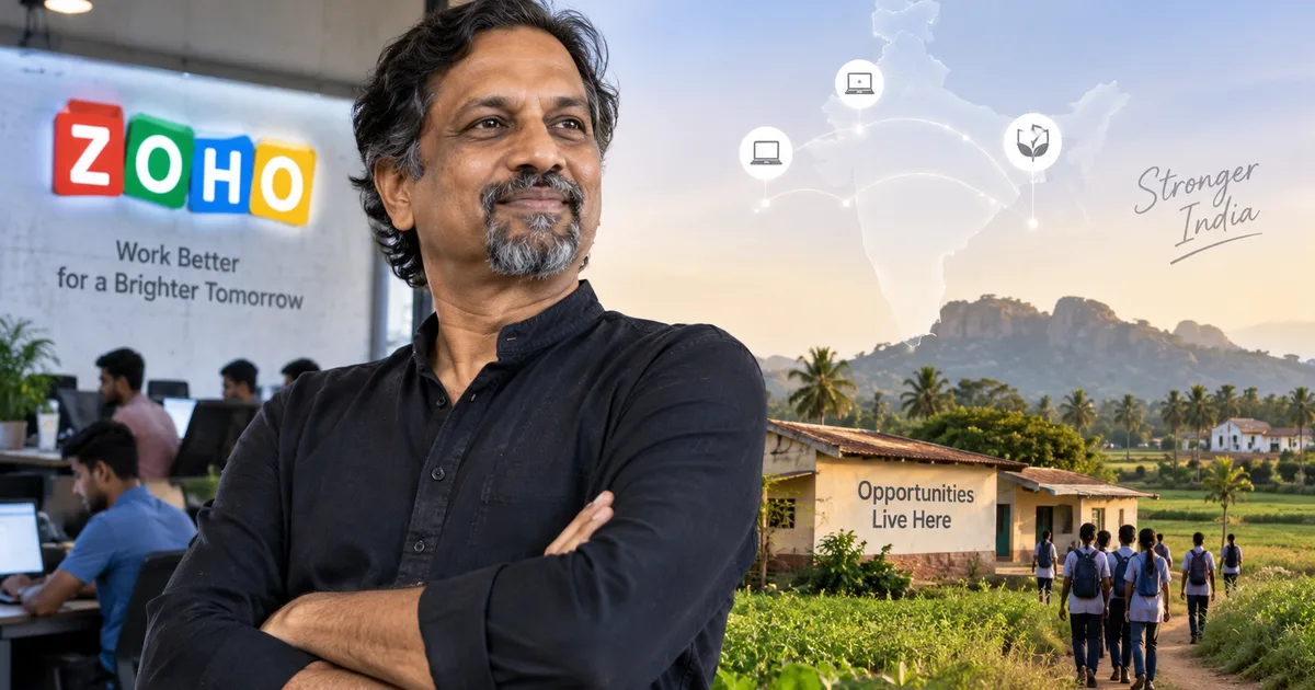 Zoho CEO Sridhar Vembu discussing 2026 AI job warnings and rural tech expansion in India