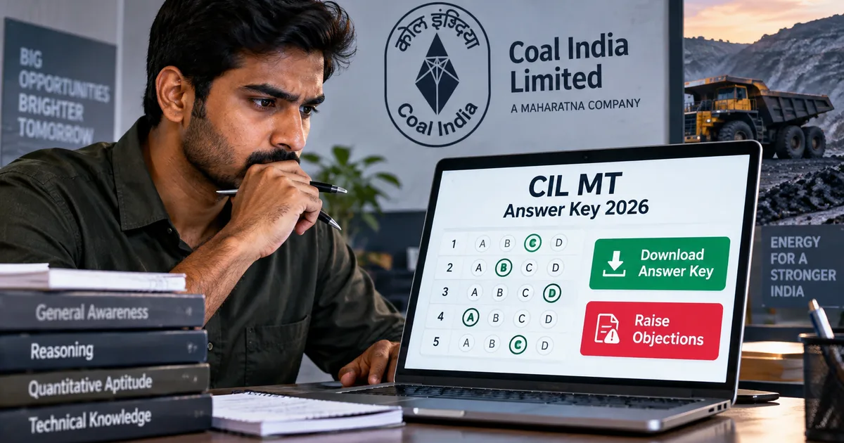 CIL MT Answer Key 2026 download guide on laptop screen